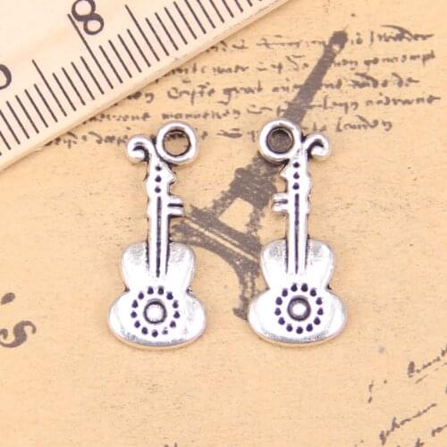 24pcs Charms acoustic guitar 21x9mm Antique Pendants,Vintage Tibetan Silver Jewelry,DIY for bracelet necklace