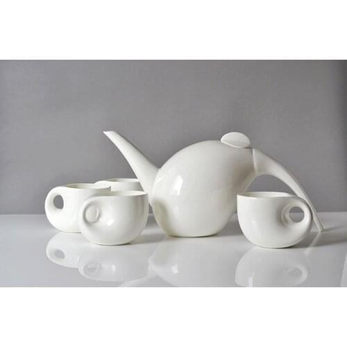 Plain white bone china tea pot & cup set , water drop shape, five-piece set, english tea set, teapot for tea, ceramic coffee set