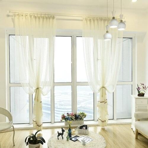 Embroidered Translucent Tulle Finished Custom Partition Balcony Tulle for Living Dining Room Bedroom