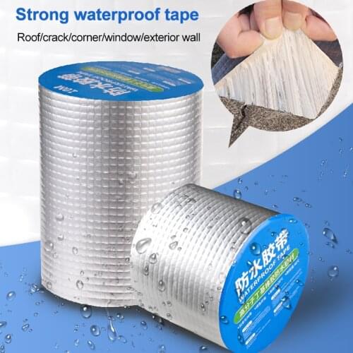 5cm*1m/2m/3m Waterproof Self-adhesive Tape Aluminum Butyl Foil Heat Shield for Roof Pipe Repairing Self-adhesive Tape Adhesive
