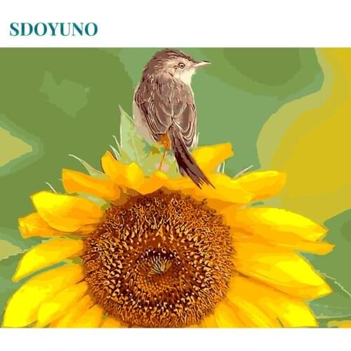 SDOYUNO Painting By Numbers For Adults Bird and sunflowers pictures by numbers Digital Painting On Canvas For Home Decor Gift