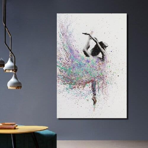 Modern Watercolor Ballet Dancer Dancing Poster Print Picture Home Bedroom Wall Art Graffiti Decorative Canvas Painting Custom
