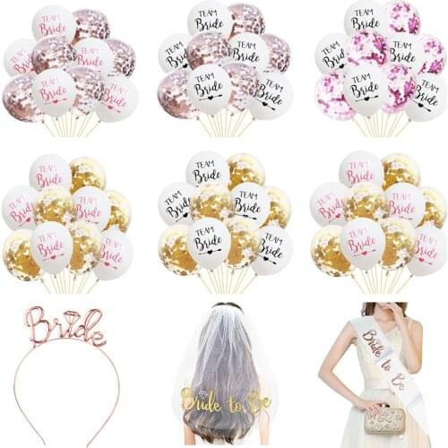 Wedding Decoration Team Bride To Be Latex Balloons Veil Bridal Shower Bachelorette Party Decorations Hen Party Favors Supplies