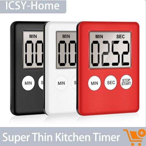 Super Thin Kitchen Timer LCD Digital Screen Kitchen Timer Square Cooking Count Up Countdown Alarm Magnet Clock Temporizador