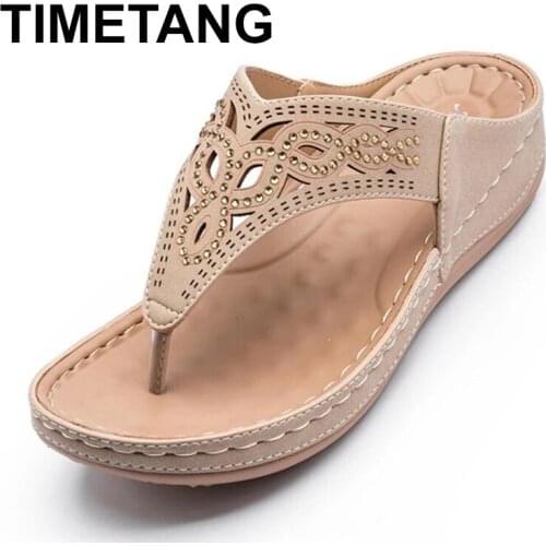 TIMETANG women wedges slipper platform peep toe casual ladies high heel beach slip on mules slides comfortable flip flop