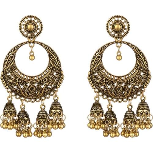 Fashion Ethnic Style Statement Earrings for Women Carved Flower Pattern Drop Earring Indian Afghan Nepal Party Jewelry Gift