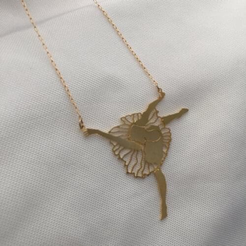 Gold Silver Geometric Swinging Dancer Necklace Geometric Ballerinas Women Necklaces Geometric Accessories Geometric Jewelry
