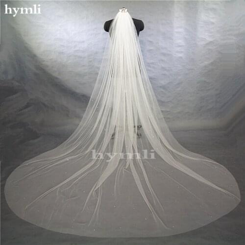 118" X 118" Scattered Crystals Wedding Veil Cathedral Length Cut Edge Bridal Veil