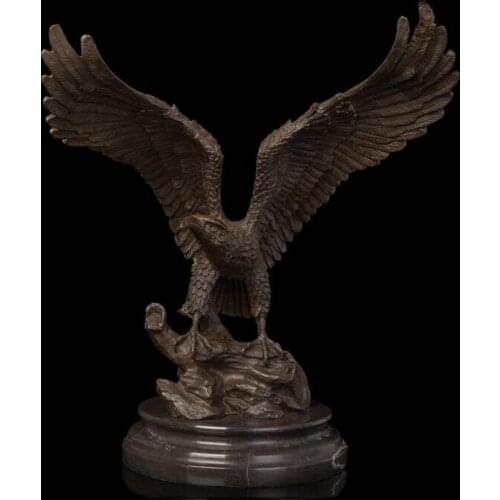 41 CM Western Art Deco Bronze Wing Lanneret Hawk Eagle Falcon Ornament Sculpture