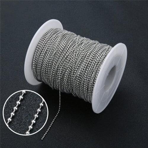 5meter Dia 1.5mm 2mm Stainless Steel Ball Bead Chains Necklace Findings Metal Bracelet Chain Bulk Diy Jewelry Making Accessories