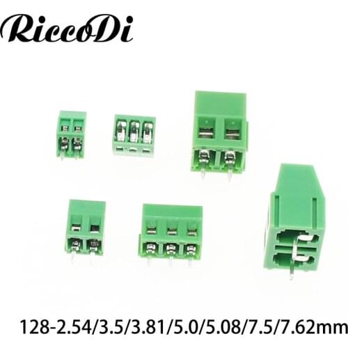 5PCS PCB Screw Terminal Blocks Conenctor 2.54/3.5/3.81/5.0/5.08/7.5/7.62mm Pitch 2P/3P Straight Angle Terminal Block