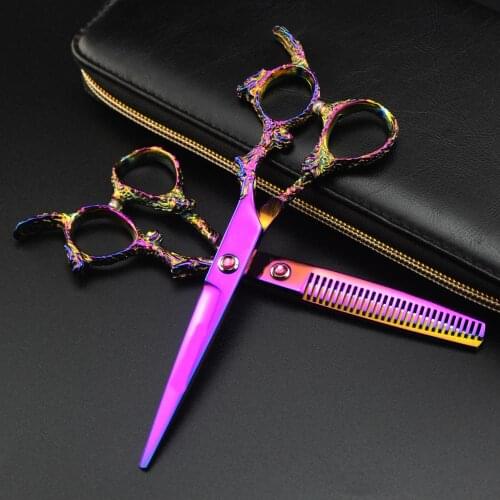 6" 17.5cm JP 440C rainbow dragon handle Professional Hairdressing Scissors Thinning Shears Normal Scissors Hair Scissors