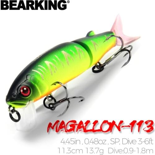 Bearking 11.3cm 13.7g hot fishing lure minnow quality professional bait swim bait jointed bait equipped black or white hook