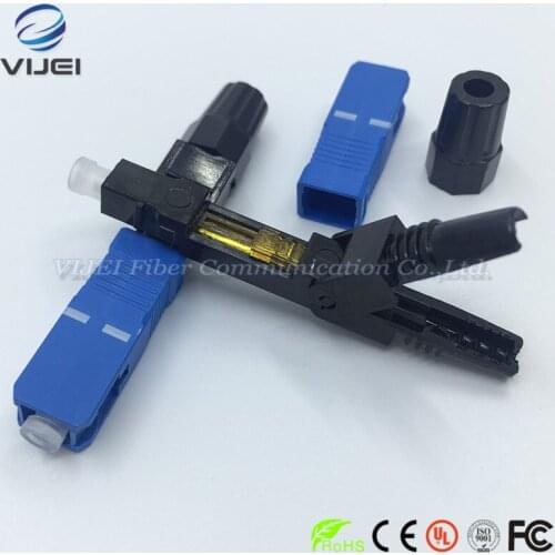 Free Shipping 10 PCS/lot zhifang FTTH SC UPC single-mode fiber optic SC UPC quick connector FTTH Fiber Optic Fast Connector SC
