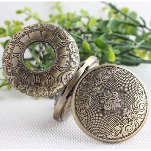 Army Men Emblem Double Open Hand Wind Mechanical Pocket Watch Skeleton Steampunk Vintage Skeleton Pocket Watch gift TJX045