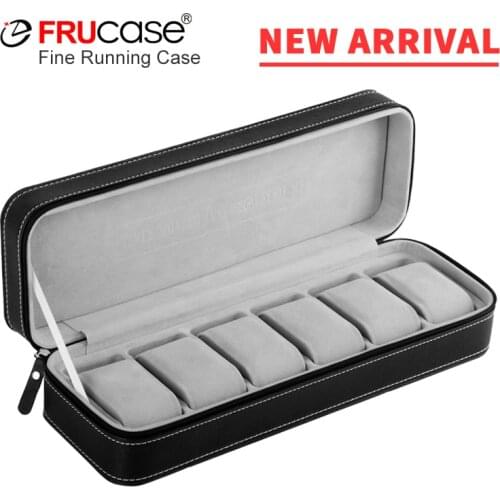 FRUCASE Black Watch Box 6/12 Grids PU Leather Watch Case Watch Storage Box for Quartz Watcches Jewelry Boxes Display Best Gift