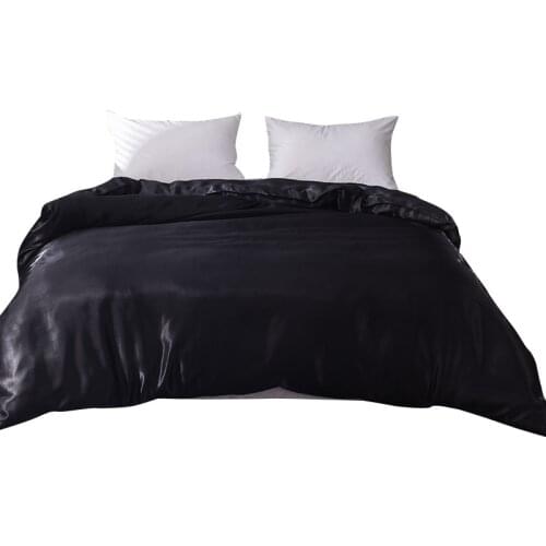 Black Satin Silk Duvet Cover Solid Color Luxury Ice Silk Quilt Cover Single Double Twin Full Queen King Comforter Blanket Case