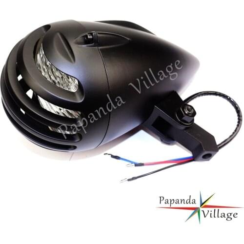 Black Motorbike Billet Aluminum 4.5" Retro Front Grill Headlight Custom Headlamp for Harley Bobber Chopper Cafe Racer