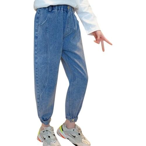 Teenage Girls Jeans Solid Color Girl Jeans Kids Spring Autumn Jeans For Children Casual Style Childrens Clothing 6 8 10 12 14