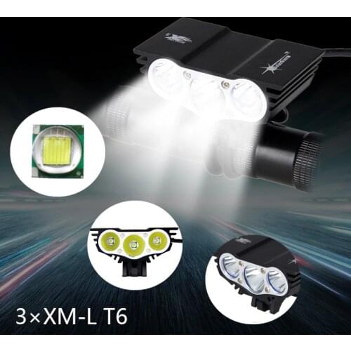 Bright 5000Lm 3x XML T6 LED Light Front Bike Headlight 4 Modes Cycling Lamp with 6400mAh Battery Pack Set