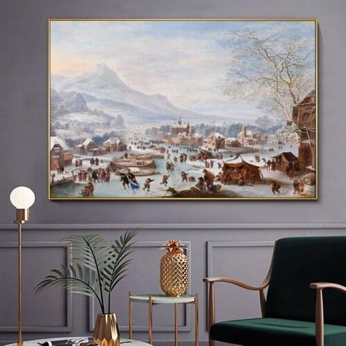 Cotton no frame classical figures ski square scenery canvas printings oil painting printed on cotton wall art decoration picture