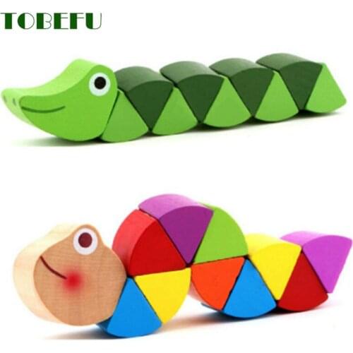 Colorful Wooden Worm Puzzles Kids Learning Educational Didactic Baby Development Toys Fingers Game for Children Montessori Gift