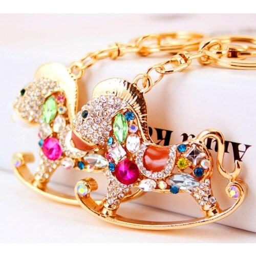 Creative Childhood Memory Crystal Trojan Key Chain Metal Pendant Womens Bag Accessories Key Chain Small Gift