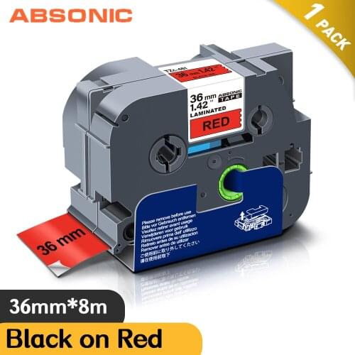 Absonic TZe-261 Laminated TZe Label Tape tze461 36mm tze-461 tze 461 Compatible for Brother P-Touch Label Printer Black on Red
