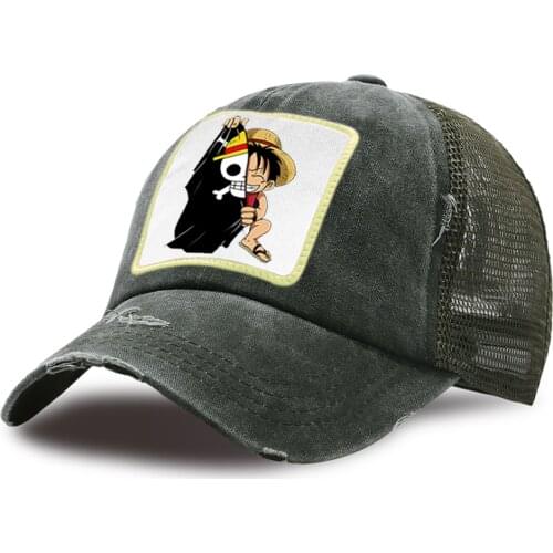 Summer Casual Trucker Hat One Piece Luffy Japan Anime Snapback Hats Breathable Baseball Caps Sport Outdoor Mesh Baseball Cap