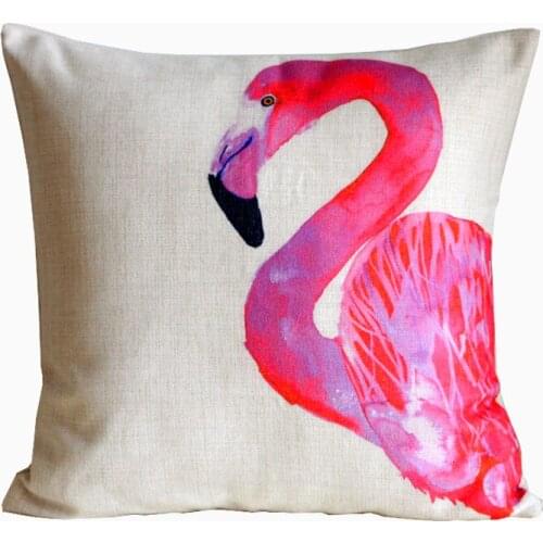 Linen Cushion Cover Throw decorative cushion cover 45cm*45cm Watercolor Flamingo Pillow Case Black Grey Yellow Blue