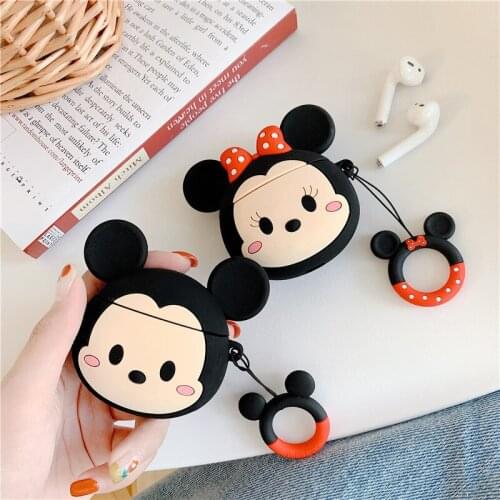 Cute Mickey Minne Silicone Cases For Airpods 1 2 Protective Bluetooth Wireless Earphone Charging Cover For Airpods Pro Box Bags