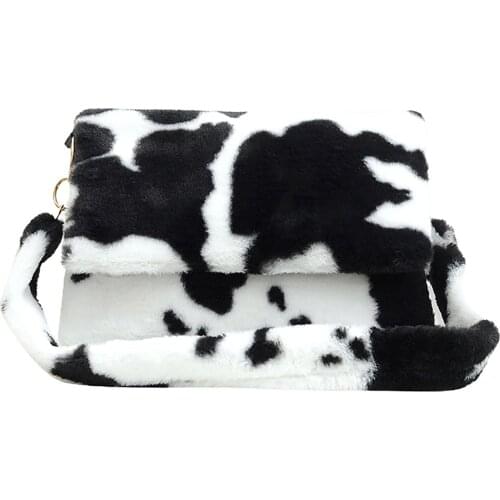 Fashion Casual Tote Bag Women Plush Large Capacity Handbag Leopard Zebra Stripes Shoulder Bag