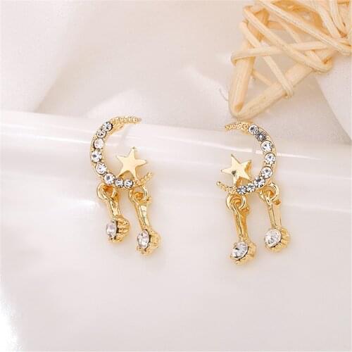 Fashion star moon earrings female simple temperament gem earrings jewelry