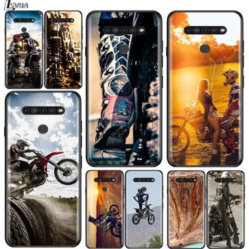 Motocross dirt bikes for LG G8 G8S G8X V30 V35 V40 V50 V60 ThinQ Q60 K40 K50 K51 K61 K71 K92 K62 Soft Black Phone Case
