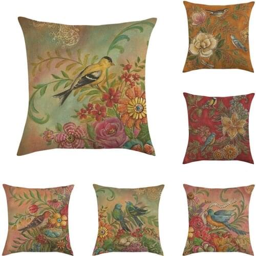 45cm*45cm retro bird and Cane linen/cotton throw pillow covers couch cushion cover home decorative pillow