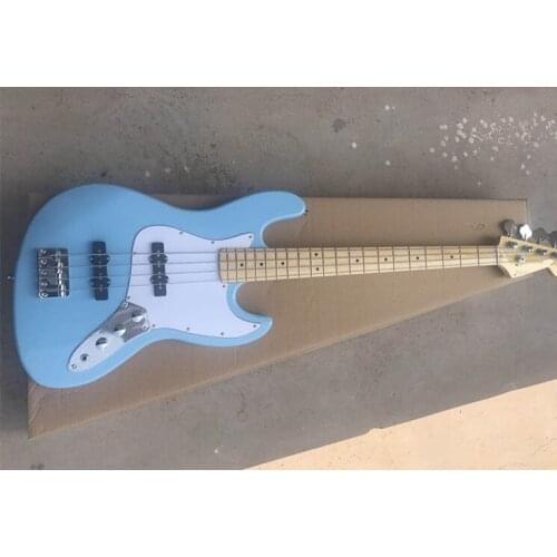 Sky blue electric bass guitar, maple finger board, custom made, free delivery