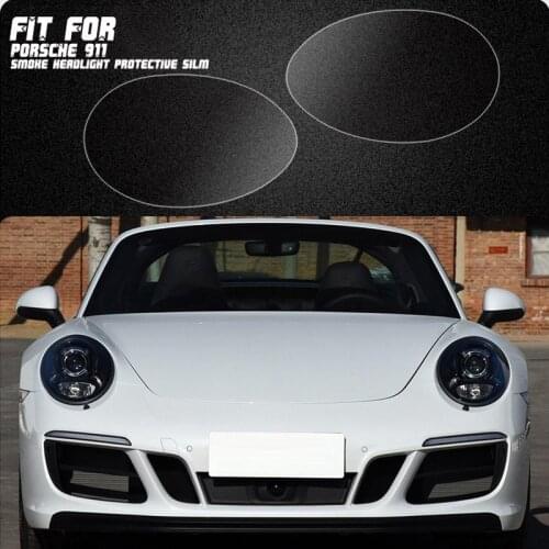 New Car LH+RH Smoke TPU Headlights Protective Precut Film Sticker Cover Trim Fit For Porsche 911