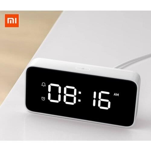 Original Xiaomi Xiaoai Smart AutomaticTime Calibration Mi Home App Alarm Clock Voice Broadcast Clock ABS Table Dersktop Clocks