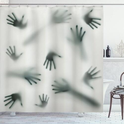 Haunted Mansion Hands Shower Curtain Set Scary Horror Halloween Curtain for Bathroom Decor 12 Hooks Decorative Bath Accessory