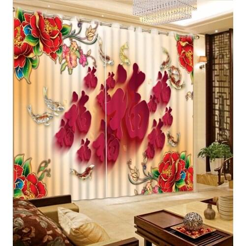 Creative Blackout Curtains For Living Room Polyeseter/Cotton Thick Curtain Kitchen Sheer Curtains Red Window Drapes