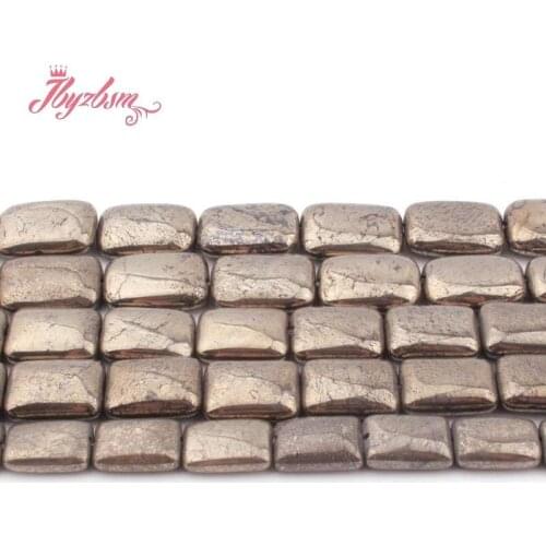 10x14.12x16.13x18mm Rectangle Silvers Gray Pyrite Beads Natural Stone Beads for DIY Women Necklace Bracelet Jewelry Making 15"