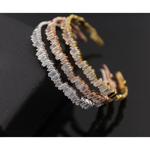 Luxury Fashion Rhinestone Bracelet Women Men Hiphop Cuff Bracelets Simple Design Gold Silver Color Jewelry Gifts