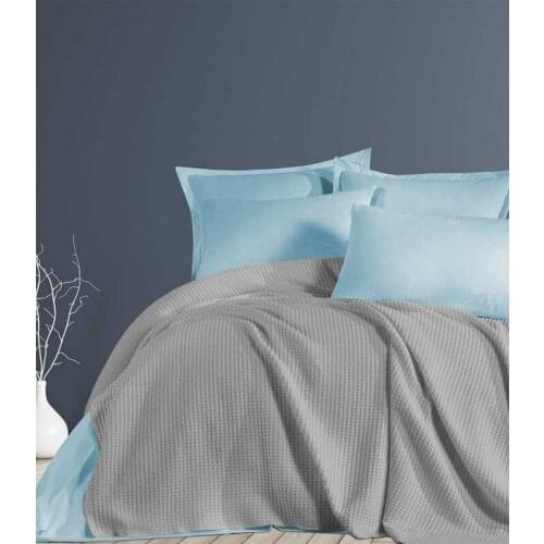 Honeycomb Textured Light Gray Bedspread
