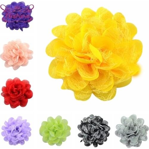 18 Colors 10 CM Double Layer Net Yarn Chiffon Flower Hairpin DIY Fashion Handmade Baby Girls Headwear Hair Accessory Photo Props