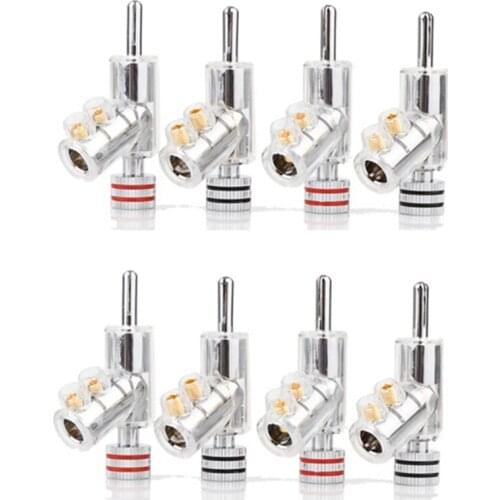 BA1403 HIFI Hi-End Rhodium Plated Lockable Speaker Cable Banana Plug Connector Speaker Wire Connector, 8Pcs