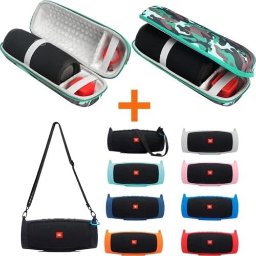 2 in 1 Hard Travel Shoulder Bag Storage Bag + Soft Silicone Case Cover For JBL Charge 4 Bluetooth Speaker for JBL Charge4 Column