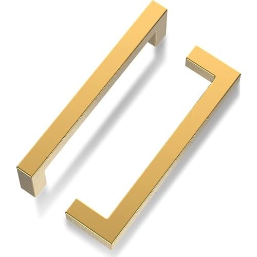 Gold Brass Drawer Cabinet Handles Stainless Steel Closet Cupboard Square Dresser Bathroom Door Knobs Furniture Kitchen pull