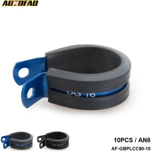 10PCS x AN8 15.90mm I.D Black/Blue Aluminium Cushioned P Clip / Tubing Clamp AF-GBPLCC90-10