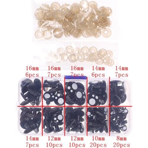 100pcs/box 8-16mm Doll Eyes Cartoon Safety Eyes for Handmade Amigurumi Eyes Doll For Bear Craft Stuffed Toys Doll Accessories