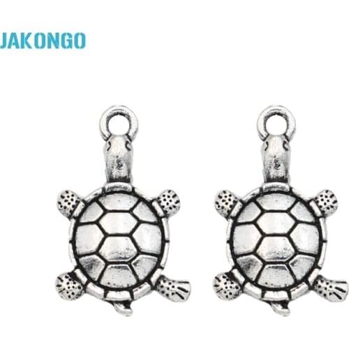 20PCS Antique Silver Plated Tortoise Charms Beads Pendants for Jewelry Making DIY Handmade 18x12mm
